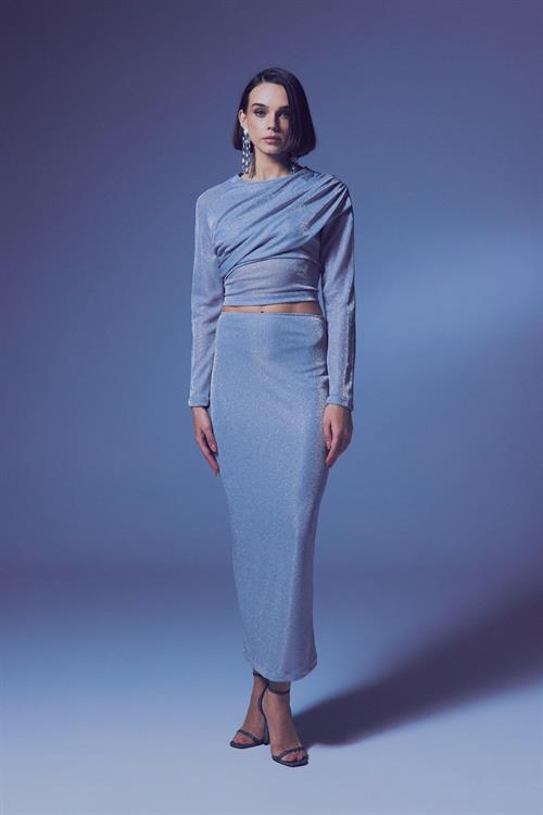 Wholesale Womens Silver Lurex Maxi Skirt