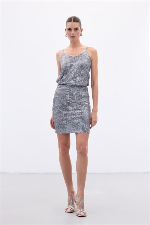 Wholesale Womens Silver Sequined Mini Skirt