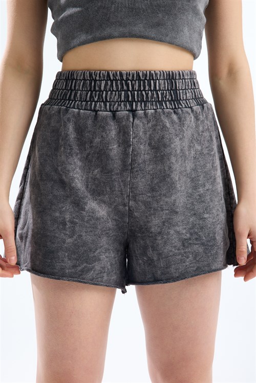 Wholesale Womens Smoke Gray Elastic Waist Shorts