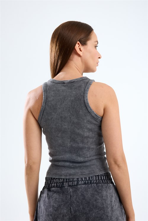 Wholesale Womens Smoke Gray Ribbed Tank Top