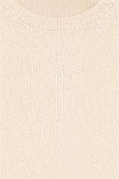 Wholesale Womens Stone Beige Crew-Neck Basic T-Shirt