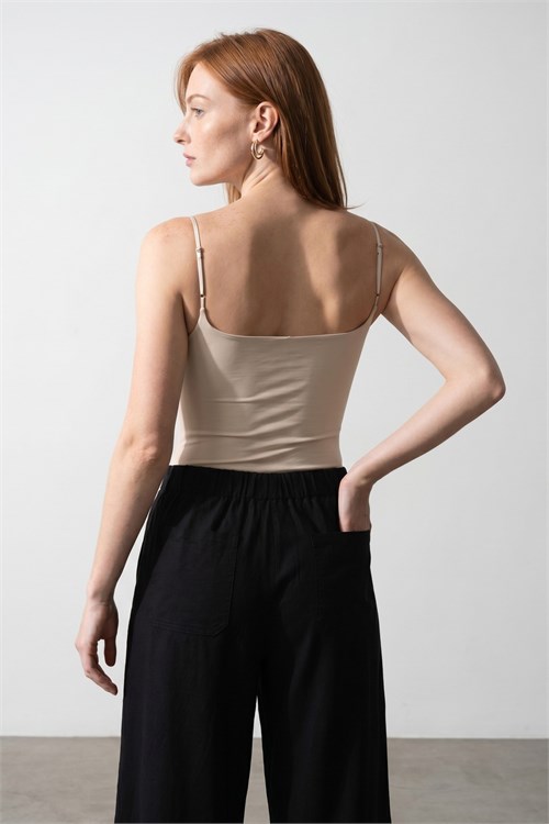 Wholesale Womens Stone Beige Strappy Bodysuit