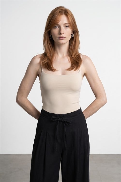 Wholesale Womens Stone Beige Strappy Bodysuit