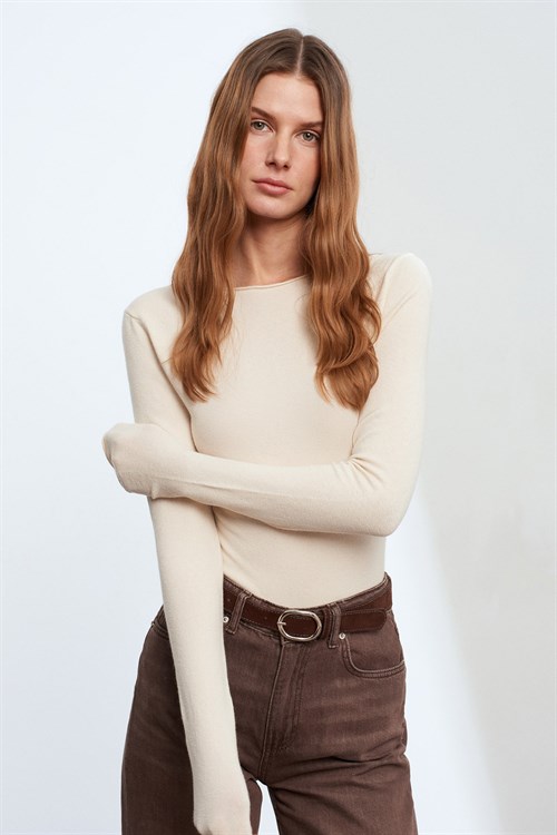 Wholesale Womens Stone Cashmere Lightweight Knit Boat-Neck Sweater