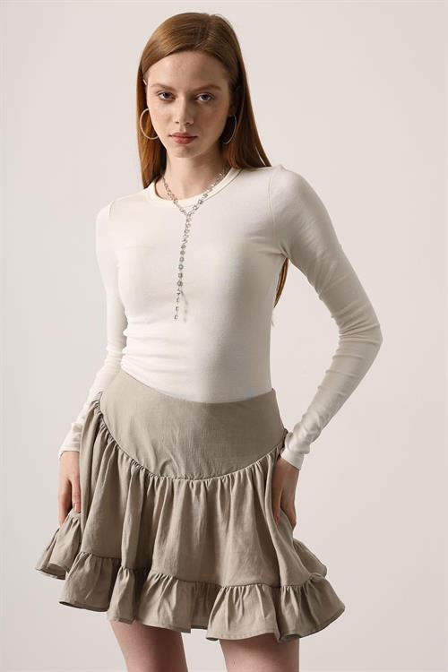 Wholesale Womens Stone Corset-Waist Ruffled Mini Skirt