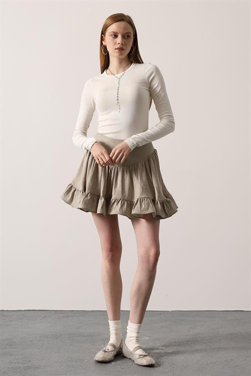 Wholesale Womens Stone Corset-Waist Ruffled Mini Skirt