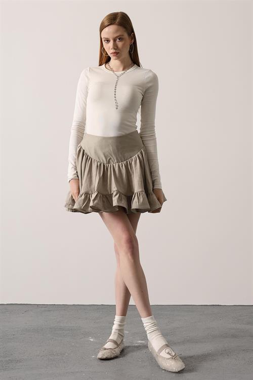 Wholesale Womens Stone Corset-Waist Ruffled Mini Skirt