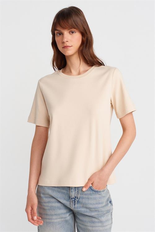 Wholesale Womens Stone Crew-Neck Basic T-shirt
