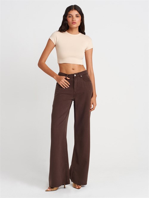 Wholesale Womens Stone Crew-Neck Crop T-shirt