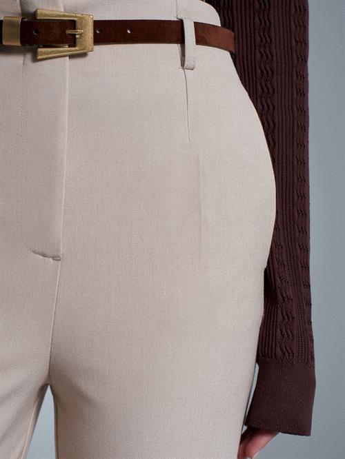 Wholesale Womens Stone High Waist Trousers with Belt