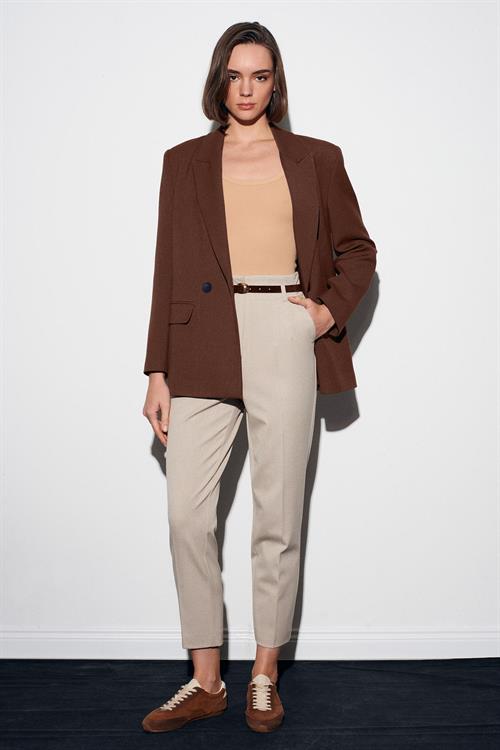 Wholesale Womens Stone High Waist Trousers with Belt