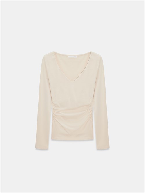 Wholesale Womens Stone Long-Sleeve V-Neck Top