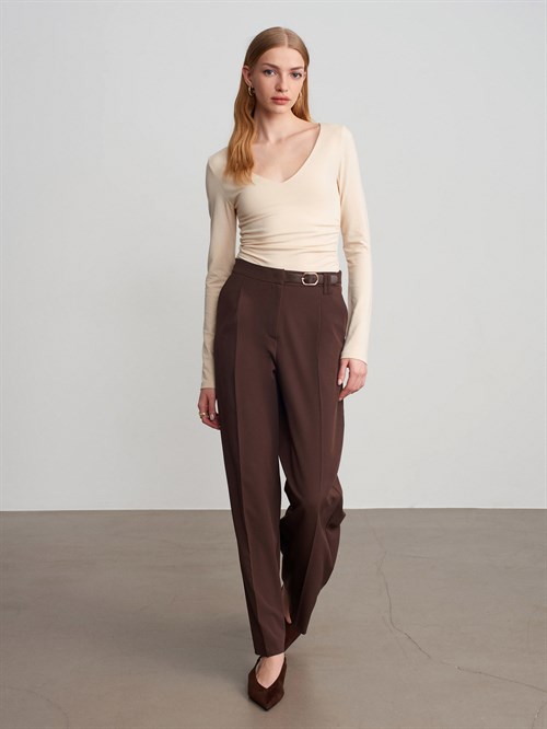 Wholesale Womens Stone Long-Sleeve V-Neck Top