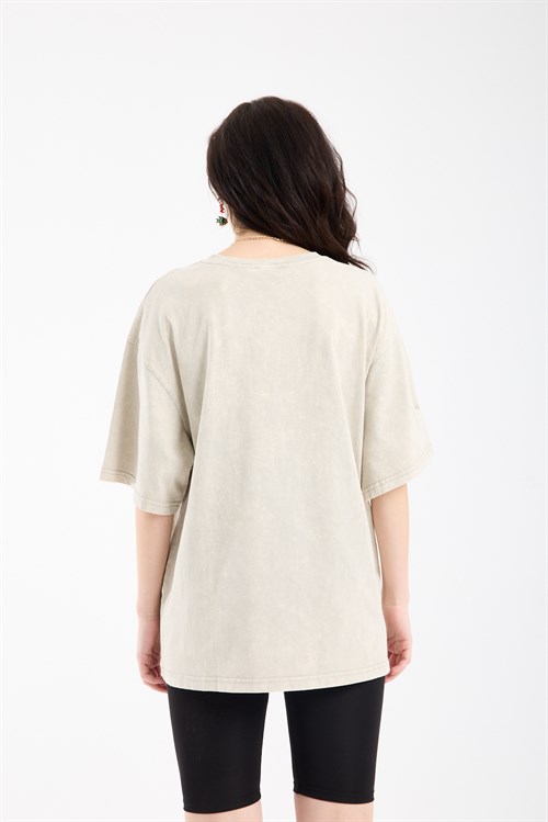 Wholesale Womens Stone Oversized Printed T-Shirt