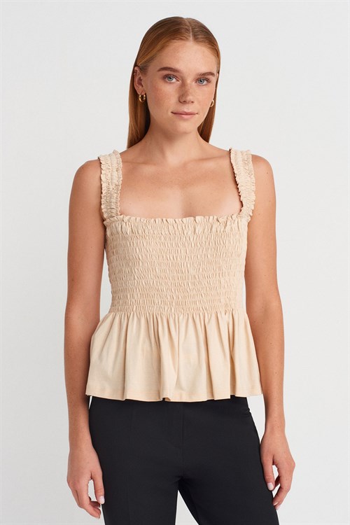 Wholesale Womens Stone Shirred Strappy Blouse
