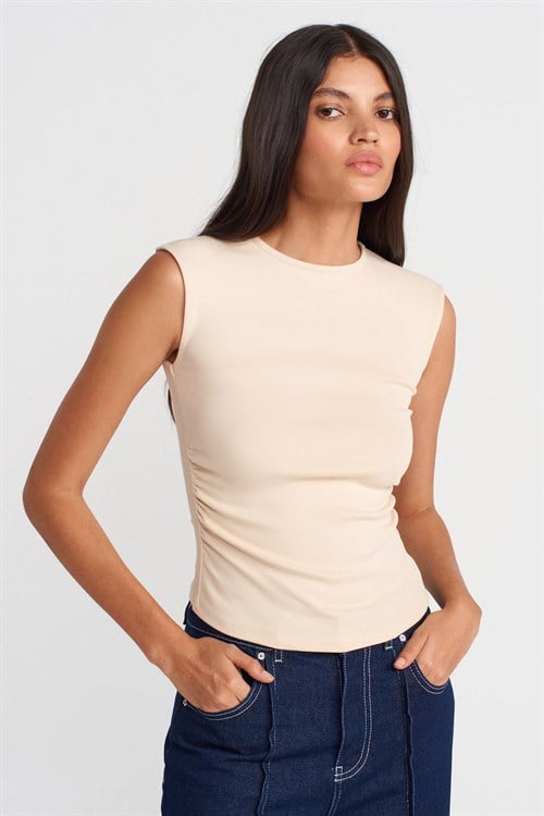 Wholesale Womens Stone Side Gathered T-Shirt