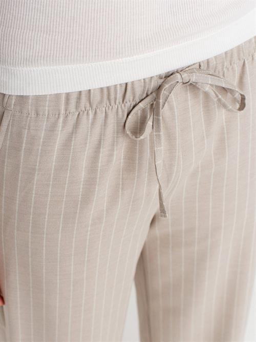 Wholesale Womens Stone Striped Trousers with Elastic Waist