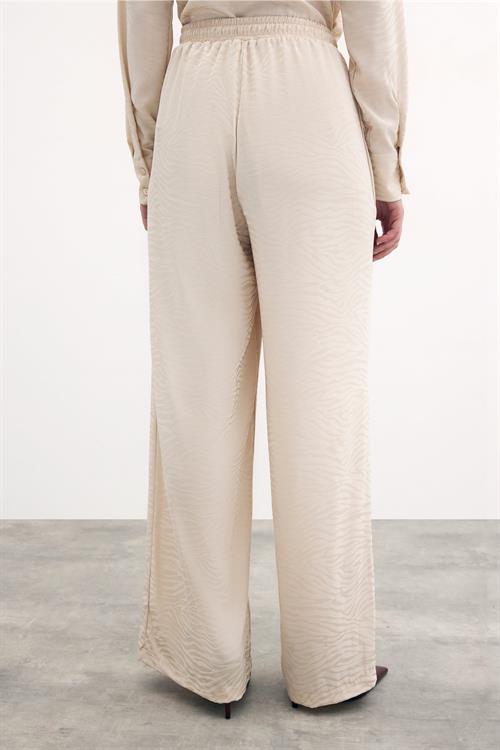 Wholesale Womens Stone Zebra Patterned Trousers with Elastic Waist