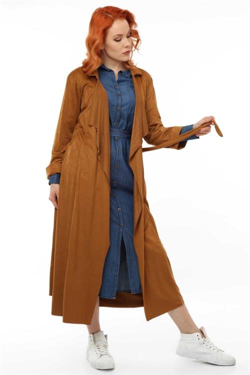 Wholesale Womens Tan Suede Long Jacket