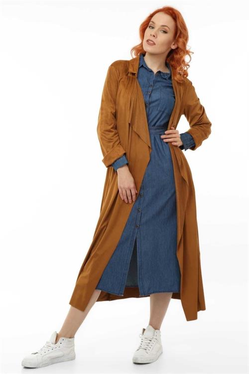 Wholesale Womens Tan Suede Long Jacket