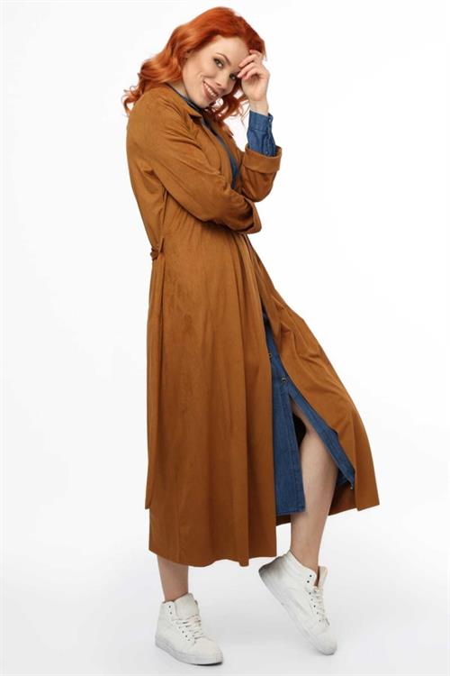 Wholesale Womens Tan Suede Long Jacket