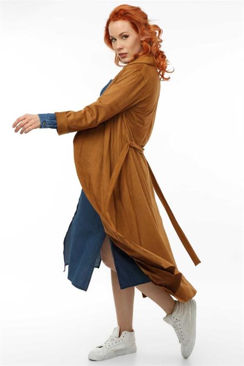 Wholesale Womens Tan Suede Long Jacket
