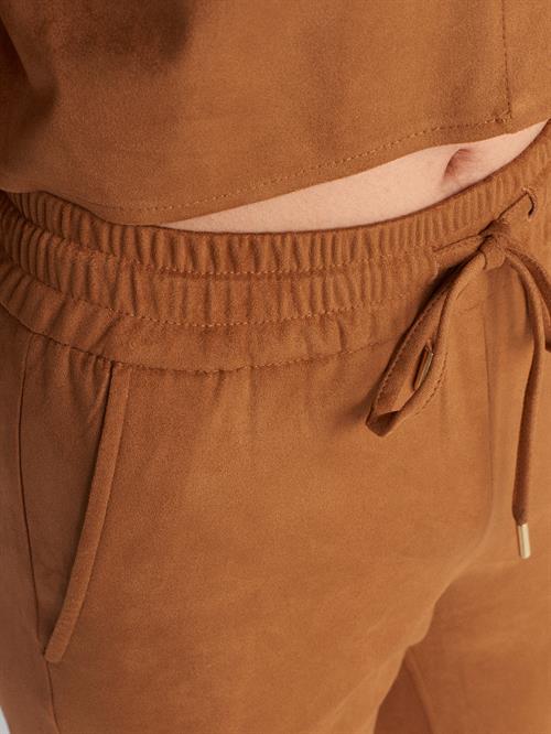 Wholesale Womens Tobacco Brown Suede Jogger Pants