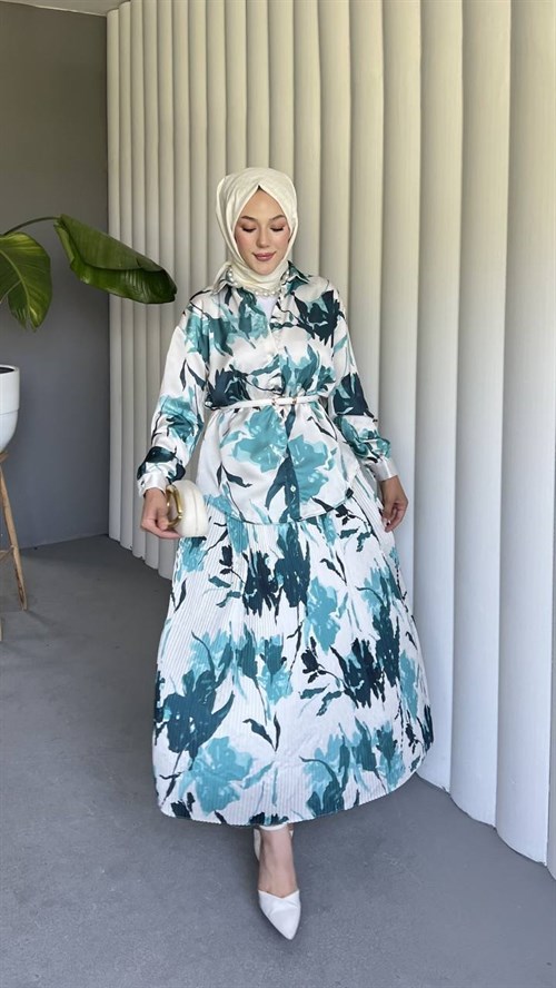 Wholesale Womens Turquoise Maxi Hijab Dress
