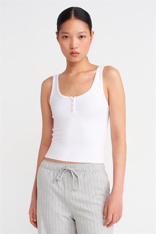 Wholesale Womens White Button-Front Tank Top