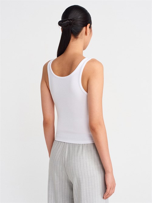 Wholesale Womens White Button-Front Tank Top