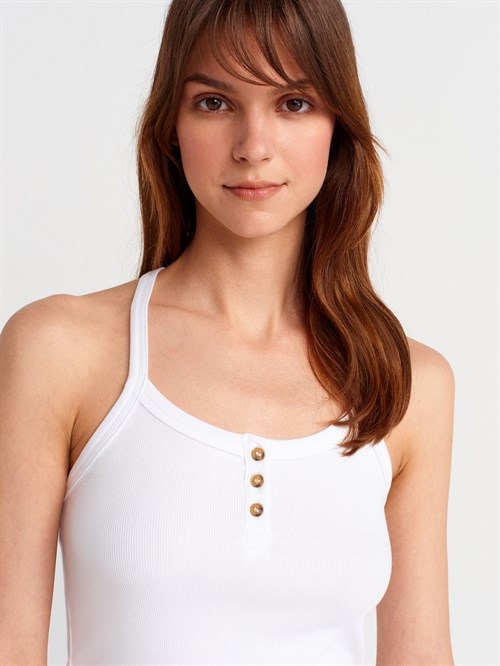 Wholesale Womens White Button-Front Tank Top