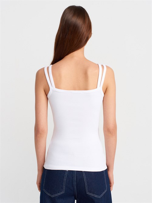 Wholesale Womens White Double Straps Tank Top