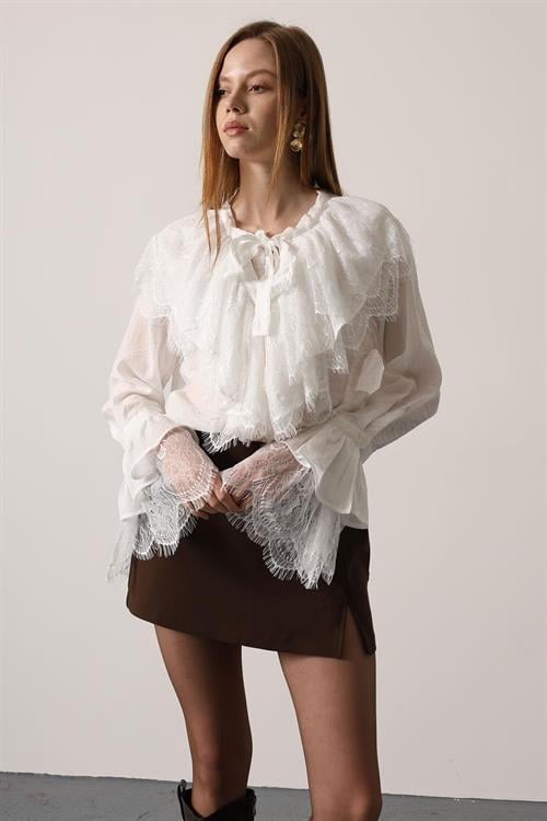 Wholesale Womens White Lace Shirt