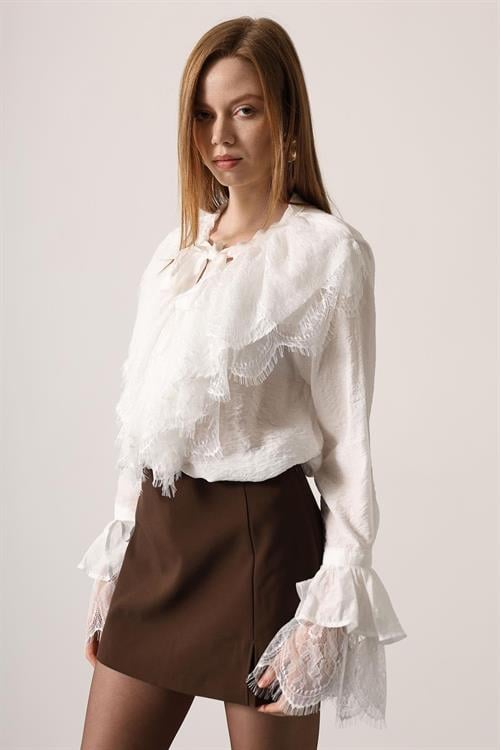 Wholesale Womens White Lace Shirt