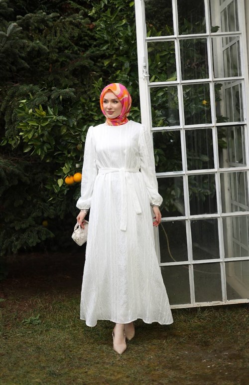 Wholesale Womens White Maxi Hijab Dress