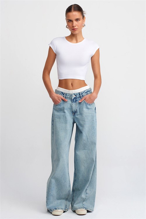 Wholesale Womens White Modal-Cotton Cropped T-Shirt