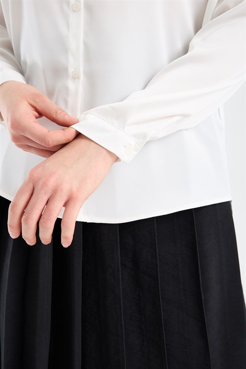 Wholesale Womens White Satin Long-Sleeve Shirt