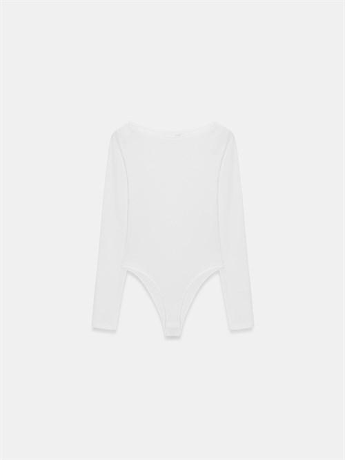 Wholesale Womens White Scoop-Neck Bodysuit