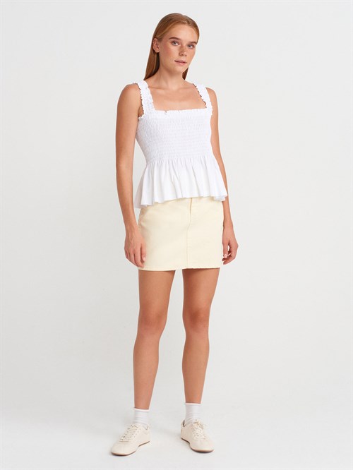 Wholesale Womens White Shirred Strappy Blouse