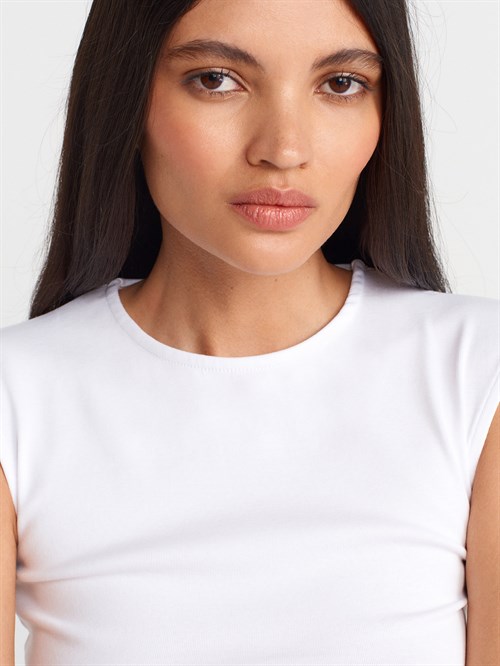 Wholesale Womens White Side Gathered T-Shirt