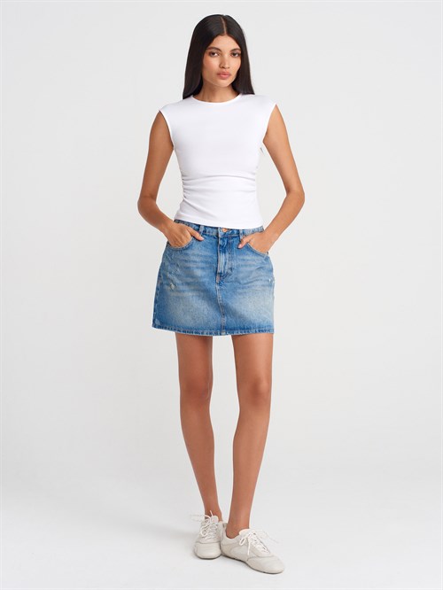 Wholesale Womens White Side Gathered T-Shirt