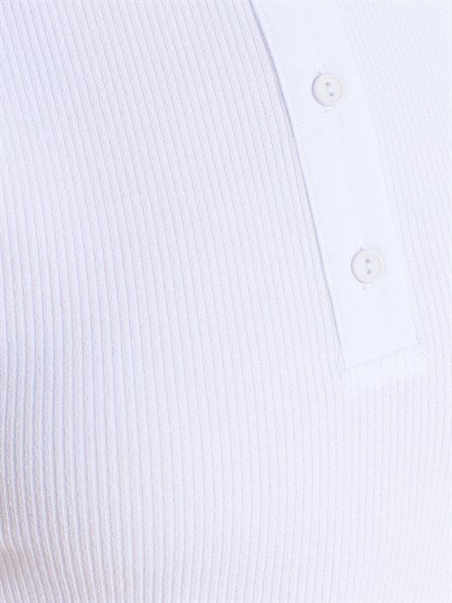 Wholesale Womens White Sleeveless Top with Button-Up Half Placket