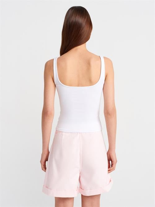 Wholesale Womens White Square-Neck Tank Top with Open Back
