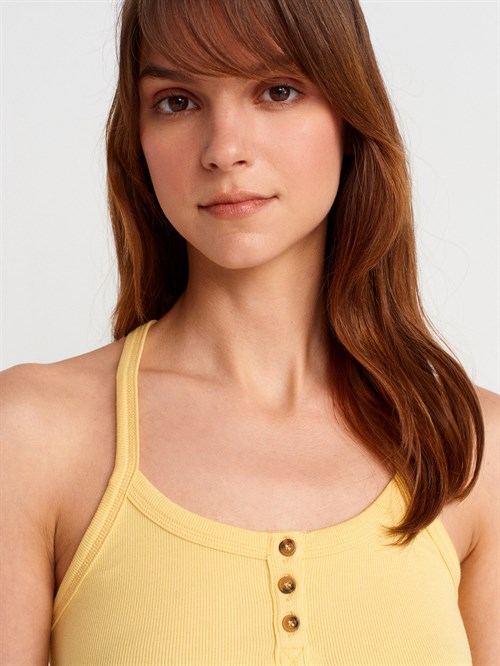 Wholesale Womens Yellow Button-Front Tank Top