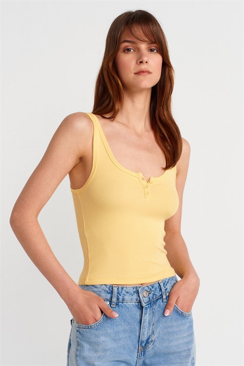 Wholesale Womens Yellow Button-Front Tank Top