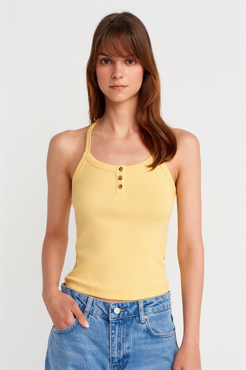 Wholesale Womens Yellow Button-Front Tank Top