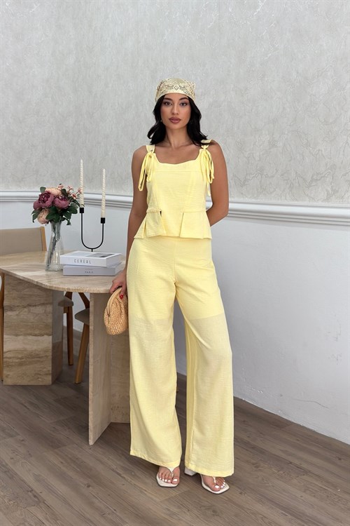 Wholesale Yellow Linen Two-Piece Set