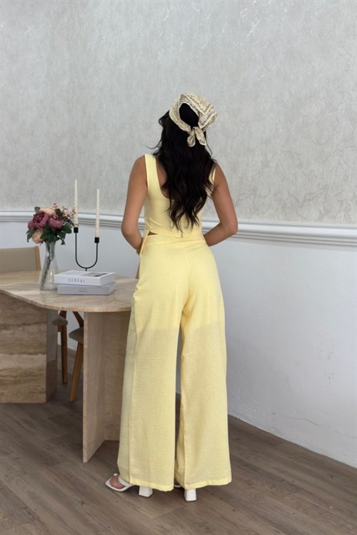 Wholesale Yellow Linen Two-Piece Set