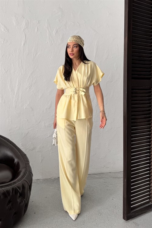 Wholesale Yellow Linen Two-Piece Suit