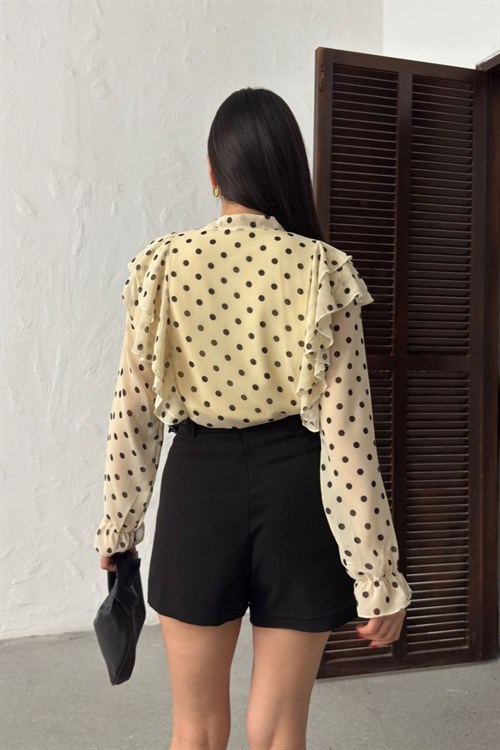 Wholesale Yellow Polka Dot Chiffon Blouse